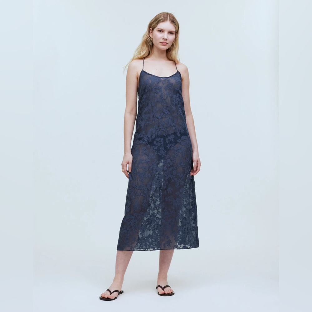NWT Madewell Floral Halter Cover-Up Midi Dress in Deep Shadow - M